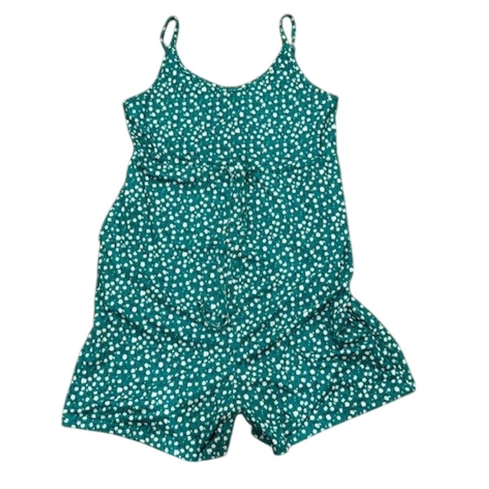 Funjuly Women's Green Floral Spaghetti Strap Romper Size S Casual Summer